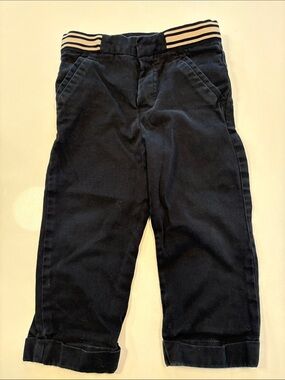 Baby Dior Black Pants with Striped Elastic Waistband